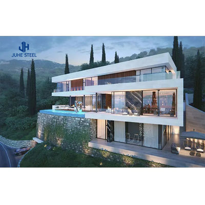 Sliding Door Prefab Steel Frame Structure House Kits Villa với cửa sổ hợp kim nhôm