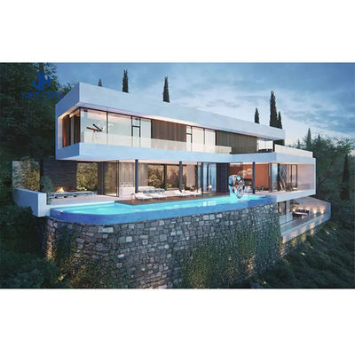 Sliding Door Prefab Steel Frame Structure House Kits Villa với cửa sổ hợp kim nhôm
