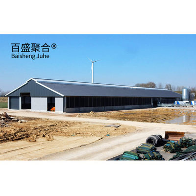 Modern Design Steel Structure Cow Cattle Dairy Milking Farm Shed Building with Steel Beams H Beams (Thiết kế thép hiện đại)