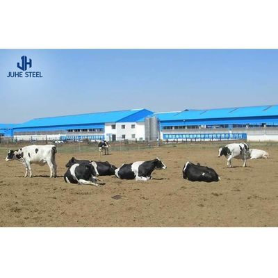 Nhà trang trại sữa bò bằng thép được chế tạo sẵn với mái nhà tấm sandwich và cửa lăn