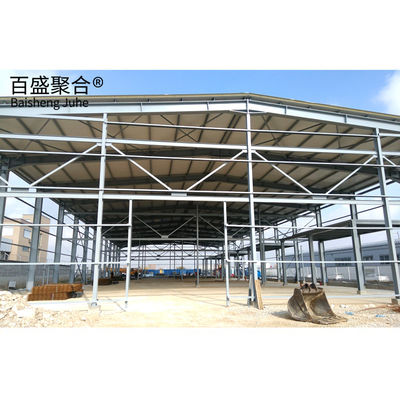 Cấu trúc thép kho hàng hạng nặng Tòa nhà kim loại chế tạo sẵn với khung mạ
